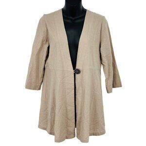 Soft Surroundings Size Small S Tan Open Front Jacket Button Accent Women EUC